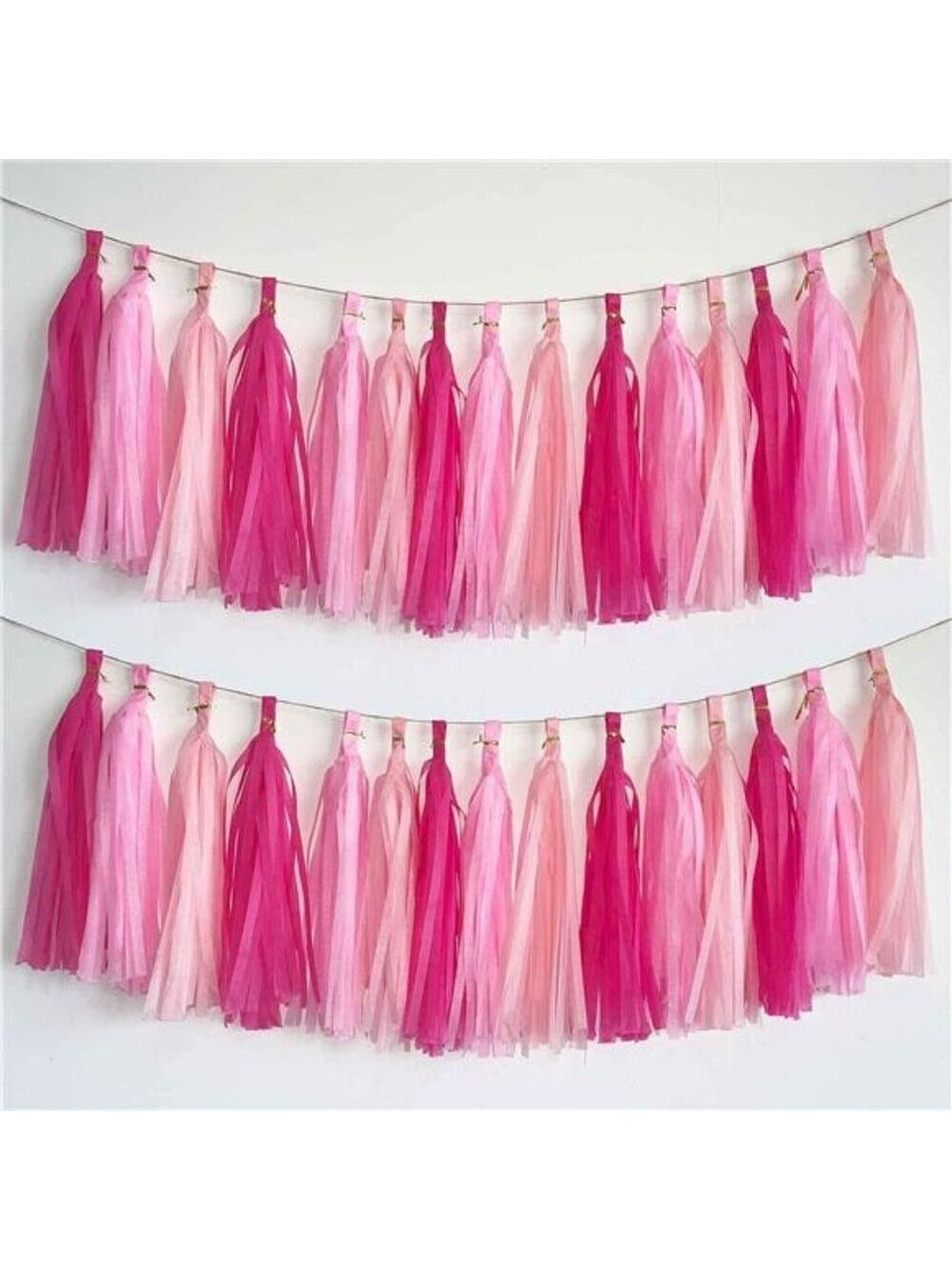 Hot Pink Light Pink Tassel Garland Tissue Paper Party Decorations DIY Banner Kit